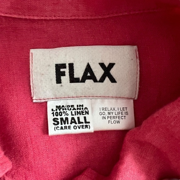 FLAX - Long Sleeve 100% Linen Button Down Shirt Blouse Sz S - Picture 7 of 8